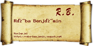 Rába Benjámin névjegykártya